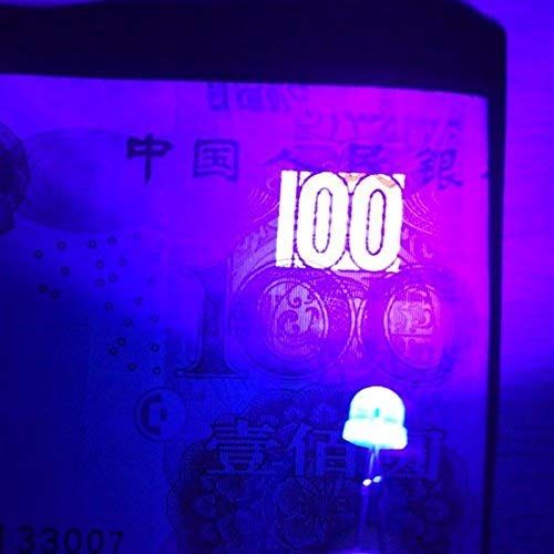 100 Pcs 5mm Purple UV LED Diode Lights Clear Transparent Diodes LEDs Bulb